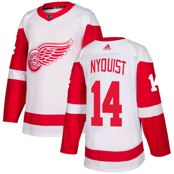 Men's Adidas Detroit Red Wings #14 Gustav Nyquist White Stitched NHL Jersey